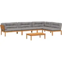 vidaXL Ensemble de 5 canapés de jardin en palettes avec coussins en acacia