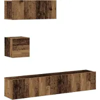 Syfax Ensemble de meuble TV mural 4 pcs vieux bois bois d'ingénierie
