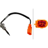 Hella Capteur de température des gaz d'échappement vissé, 2 pôles, câble de 195 mm pour AUDI A4, entre autres