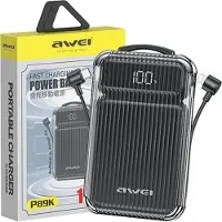 Awei Powerbank P89K 10000Mah 22,5W Czarny/Noir + Kable Pd/Lightning