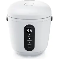 Arendo Cuiseur à riz numérique 0,8L avec gobelet doseur & cuillère à riz, 2 programmes de cuisson, fonction maintien au chaud, minuterie, 300W, blanc