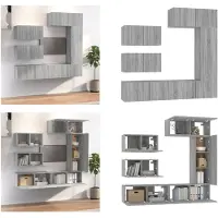 vidaXL 6 pcs. Armoire TV Set Gris Sonoma Bois composite - Ensemble d'armoires TV - Ensembles d'armoires TV - Meuble-paroi