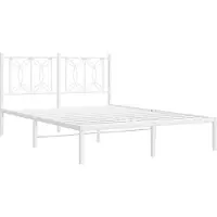 Syfax Cadre de lit métal sans matelas et tête de lit blanc 135x190 cm