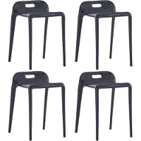 Syfax Tabourets empilables lot de 4 noir plastique