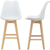 En.casa Tabouret de bar (lot de 2) Chaise de bar avec dossier Tabouret de bistrot avec assise rembourrée Tabouret de comptoir avec structure en bois hêtre-structure blanche []
