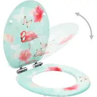 vidaXL Sièges de WC à fermeture douce, lot de 2, MDF, motif flamant rose