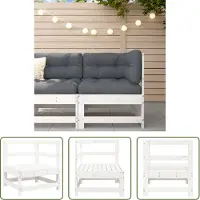 The Living Store Canapé d'angle de jardin blanc pin massif