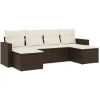 vidaXL Ensemble de salon de jardin 6 pièces avec coussins Marron Poly Rattan