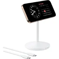 Anker Chargeur sans fil MagGo Stand Qi2 360 15 W, pour iPhone 16/15/14/13/12, blanc
