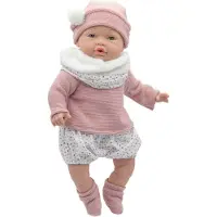 Rosa Toys Poupée bébé reborn Daniela pleurant écharpe rose