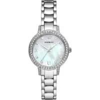 Giorgio Armani Montre à affichage analogique argent / blanc perle