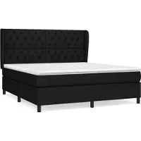 vidaXL Lit boxspring avec matelas noir 160x200 cm Tissu