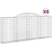 vidaXL Gabions avec arc surélevé 8 pcs. 300x30x120/140cm Fer galvanisé