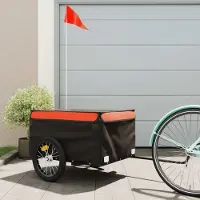 Prolenta Maison Exclusive - Remorque pour vélo, noire et orange, capacité de 45 kg, en fer