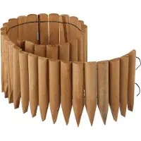 Relaxdays Bordure de pelouse en bois, délimitation de parterre, dimensions : 20 x 120 x 2 cm, clôture à emboîter flexible, bordure pour parterre ou pelouse, couleur naturelle
