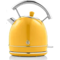 Swan SK14630YELNEU Bouilloire électrique rétro 1,8L Vintage Arrêt automatique sans fil, Acier inoxydable jaune