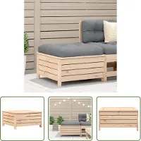 The Living Store Tabouret de jardin avec coussin Pin massif