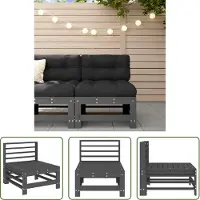 The Living Store Canapé central de jardin Gris Pin massif
