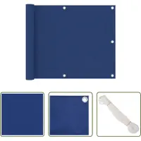 The Living Store Brise-Vue Balcon Bleu 75x300 cm Tissu Oxford