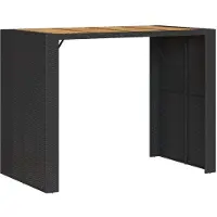 vidaXL Table de bar de jardin avec plateau en bois noir 145x80x110 cm Polyrattan