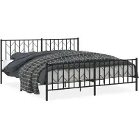 vidaXL Cadre de lit avec tête et pied de lit en métal noir 183x213 cm