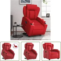 The Living Store Fauteuil relax releveur électrique rouge similicuir