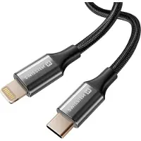 Swissten - Câble Textile II USB-C - Lightning (1,5m-noir)
