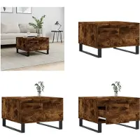 vidaXL Table basse chêne fumé 55x55x36,5 cm Bois composite - Table basse - Tables basses - Table d'appoint - Table de salon