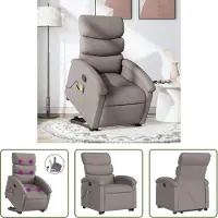 The Living Store Fauteuil de massage avec releveur Taupe Tissu