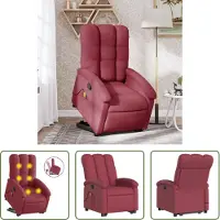 The Living Store Fauteuil de massage avec releveur vin rouge Tissu
