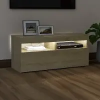 Prolenta Maison Exclusive - Meuble TV avec éclairage LED Chêne Sonoma 90x35x40 cm
