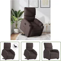 The Living Store Fauteuil relax releveur électrique Tissu marron foncé