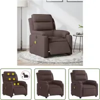 The Living Store Fauteuil de Massage Électrique Tissu Marron Foncé
