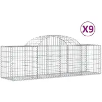 vidaXL Gabions avec arc surélevé 9 pcs. 200x50x60/80 cm Fer galvanisé