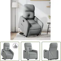 The Living Store Fauteuil relax avec releveur Gris clair Tissu