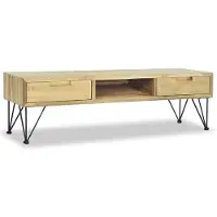 Syfax Meuble TV 120x35x35 cm Teck massif