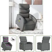 The Living Store Fauteuil de massage électrique avec releveur Gris foncé Tissu