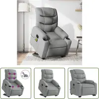 The Living Store Fauteuil de massage électrique avec releveur Gris clair Tissu