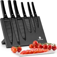 Klarstein Couteau Cuisine, Lot 6 Couteau de Cuisine Professionnel avec Bloc, Set Couteaux et Ustensiles de Cuisine en Acier Allié, Blocs Support avec Couteaux Professionnelle, Résistants Rayures