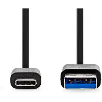 Nedis Câble USB - USB 3.2 Gen 1 - USB-A mâle - USB-C mâle - 15 W - 5 Gbps - Nickelé - 1,00 m - Rond - PVC - Noir - Etiquette