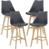 En.casa Tabouret de bar Lublin Set de 4 Chaise de bar avec dossier Tabouret de bistrot Set 4 Pièces Rembourré Gris []