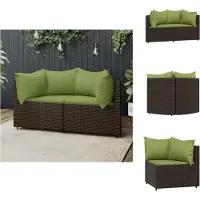 vidaXL Canapé d'angle de jardin avec coussins 2 pcs. Marron Poly Rotin - Canapés de jardin