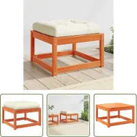 The Living Store Tabouret de jardin avec coussin Marron cire Pin massif