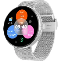 Forever Montre connectée pour femmes Forevive 5 SB-365 Argenté, IP68, Podomètre, Cardiofréquencemètre, Suivi du sommeil, Écran tactile, Bluetooth