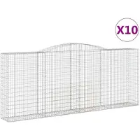 vidaXL Gabions avec arc surélevé 10 pcs 400x50x160/180cm Fer galvanisé