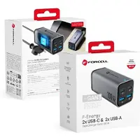 Forcell F-ENERGY GaN III VT-49 Chargeur de bureau 2 x type C + 2 x USB A PD QC4.0 SFC2.0 5A 100W gris