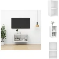 vidaXL Meuble TV mural blanc 37x37x72 cm Bois composite - Meuble TV