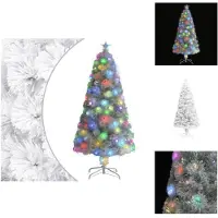 vidaXL Sapin de Noël artificiel avec éclairage blanc 120cm fibre de verre - Sapins de Noël