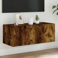 Prolenta Maison Exclusive - Meuble TV avec éclairage LED Chêne fumé 80x35x31 cm