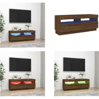 vidaXL Armoire TV avec lampes LED brun aspect chêne 100x35x40 cm - Armoire TV - Meubles TV - Supports TV